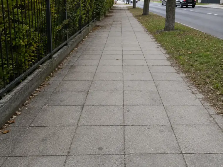 Chodnik z płyt betonowych przed czyszczeniem